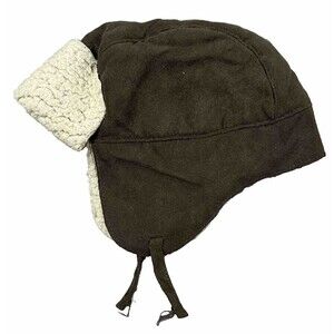 Baby Gap Hat Infant 12 18 Month Trapper Ear Flap Dad Cap Brown Faux Suede Fleece